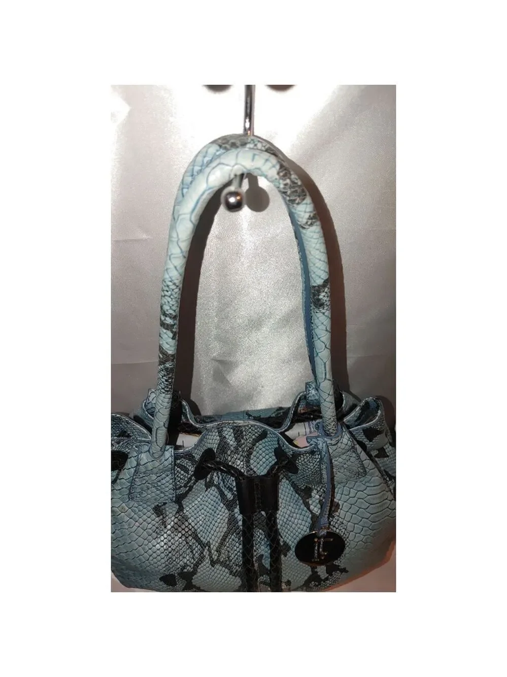 RARE Iris Tyler Snakeskin Drawstring Leather Bag